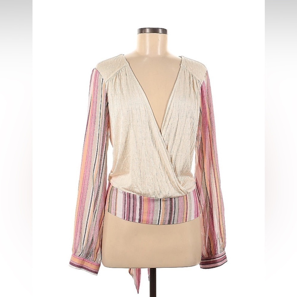 NWT Mystree Faux Wrap Striped Top
